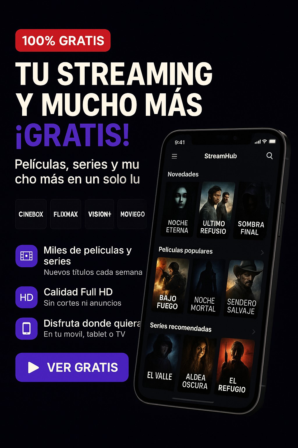Ejemplo de anuncio: app de streaming